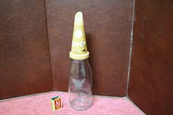 Vintage Shell Embossed One Quart Oil Bottle