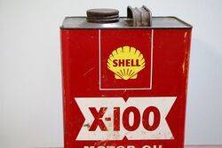 Vintage Shell Red X100 Motor Oil One Gallon Tin