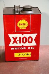 Vintage Shell X-100 30/40 Motor Oil 1gal Tin.
