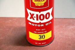 Vintage Shell X100 30 Motor Oil One Quart Can