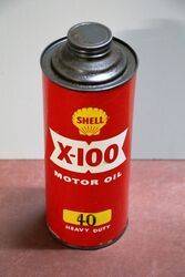 Vintage Shell X-100.. 40 Motor Oil One Quart Can.