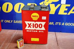 Vintage Shell X-100 Motor Oil 20/20W 1 gal Tin.
