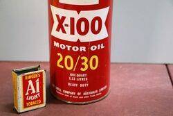 Vintage Shell X100 Motor Oil 2030 Quart Can