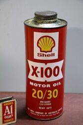 Vintage Shell X100 Motor Oil 2030 Quart Can