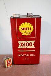 Vintage Shell X100 Motor Oil 20W One Gallon Tin.