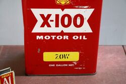 Vintage Shell X100 Motor Oil 20 W One Gallon Tin