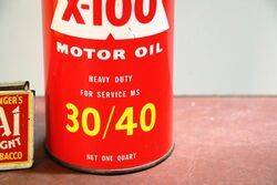 Vintage Shell X100 Motor Oil 3040 Quart Can