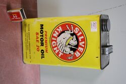 Vintage Silver Knight Motor Oil SAE 20 1 Gal Tin.