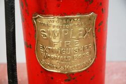 Vintage Simplex Copper and Brass Fire Extinguisher 
