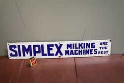 Vintage Simplex Milking Machines Enamel Strip Sign 