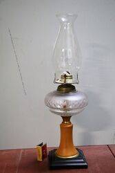 Vintage Single Burner Oil Lamp with Frosted Glass Pressed Font onr