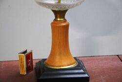 Vintage Single Burner Oil Lamp with Frosted Glass Pressed Font onr