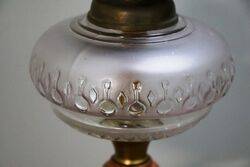 Vintage Single Burner Oil Lamp with Frosted Glass Pressed Font onr