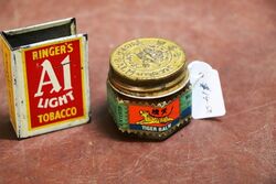 Vintage Small Tiger Balm Jar with Embossed Lid.
