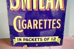 Vintage Smilax Cigarettes Enamel Advertising Sign 