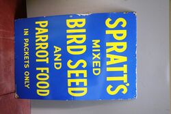 Vintage Sprattand39s Mixed Bird Seed and Parrot Food Enamel Sign