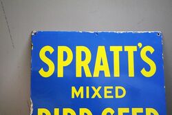 Vintage Sprattand39s Mixed Bird Seed and Parrot Food Enamel Sign