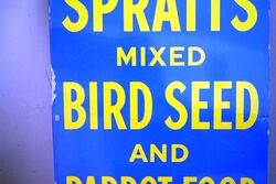 Vintage Sprattand39s Mixed Bird Seed and Parrot Food Enamel Sign