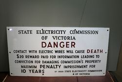 Vintage State Electricity Commission Danger Sign. 