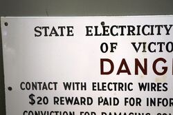 Vintage State Electricity Commission Danger Sign 