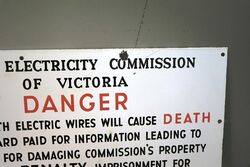 Vintage State Electricity Commission Danger Sign 