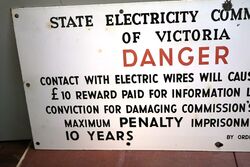 Vintage State Electricity Commission Danger Sign 