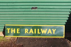 Vintage THE RAILWAY Strip Enamel Sign. #