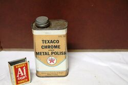 Vintage Texaco Chrome and Metal Polish 8 fl oz Tin