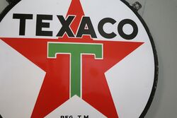 Vintage Texaco Round Double Sided Enamel Sign 