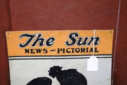 Vintage The Sun News Pictorial Hand Painted Tin Sign 
