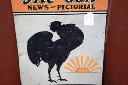 Vintage The Sun News Pictorial Hand Painted Tin Sign 