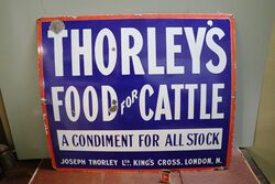 Vintage Thorleyand39s Food for Cattle Enamel Advertising Sign 