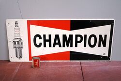 Vintage Tin Champion Pictorial Spark Plug Sign. #