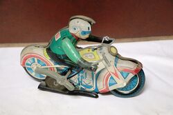 Vintage Tin Toy Motor Cycle Rider, China MS-702.