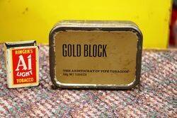 Vintage Tobacco Tin Gold Block Pipe Tin