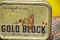 Vintage Tobacco Tin Gold Block Pipe Tin