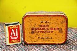 Vintage Tobacco Tin Wills Cut Golden Bar Tin