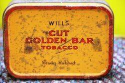 Vintage Tobacco Tin Wills Cut Golden Bar Tin