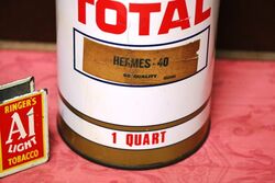 Vintage Total Gold Ringed 1qrt Oil Tin 