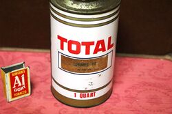Vintage Total Gold Ringed 1qrt Oil Tin 