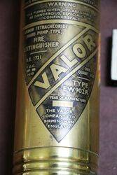 Vintage VALOR Brass Wall Mounted Fire Extinguisher 