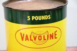 Vintage Valvoline 5 pounds Grease Tin