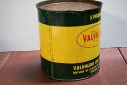 Vintage Valvoline 5 pounds Grease Tin