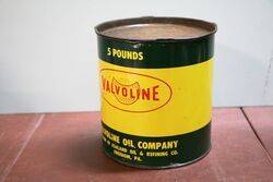 Vintage Valvoline 5 pounds Grease Tin