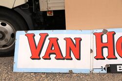 Vintage Van Houtenand39s Cocoa 3 piece Enamel Adv Sign 