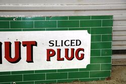 Vintage Walnut Sliced Plug Tobacco Enamel Sign 