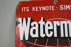 Vintage Watermanand39s Ideal Fountain Pen Enamel Adv Sign 