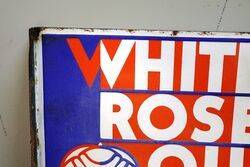 Vintage White Rose Oil Double Sided Enamel Adv Sign 