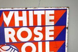 Vintage White Rose Oil Double Sided Enamel Adv Sign 