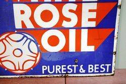 Vintage White Rose Oil Double Sided Enamel Adv Sign 